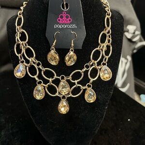 Paparazzi Gold Necklace Set with Earrings